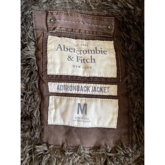 Abercrombie & fitch Adirondack jacket mens medium brown heavy faux fur lined y2k - Picture 10 of 11